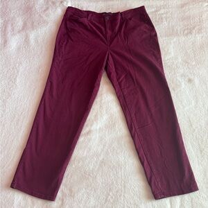 Maroon Straight-Leg Pants with Pockets